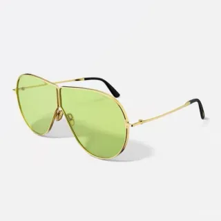 Gold Frame Light Green Lens Aviator Sunglasses