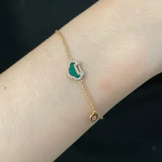 Cadena de Oro Verde Pavé Cristal Halo Pulsera