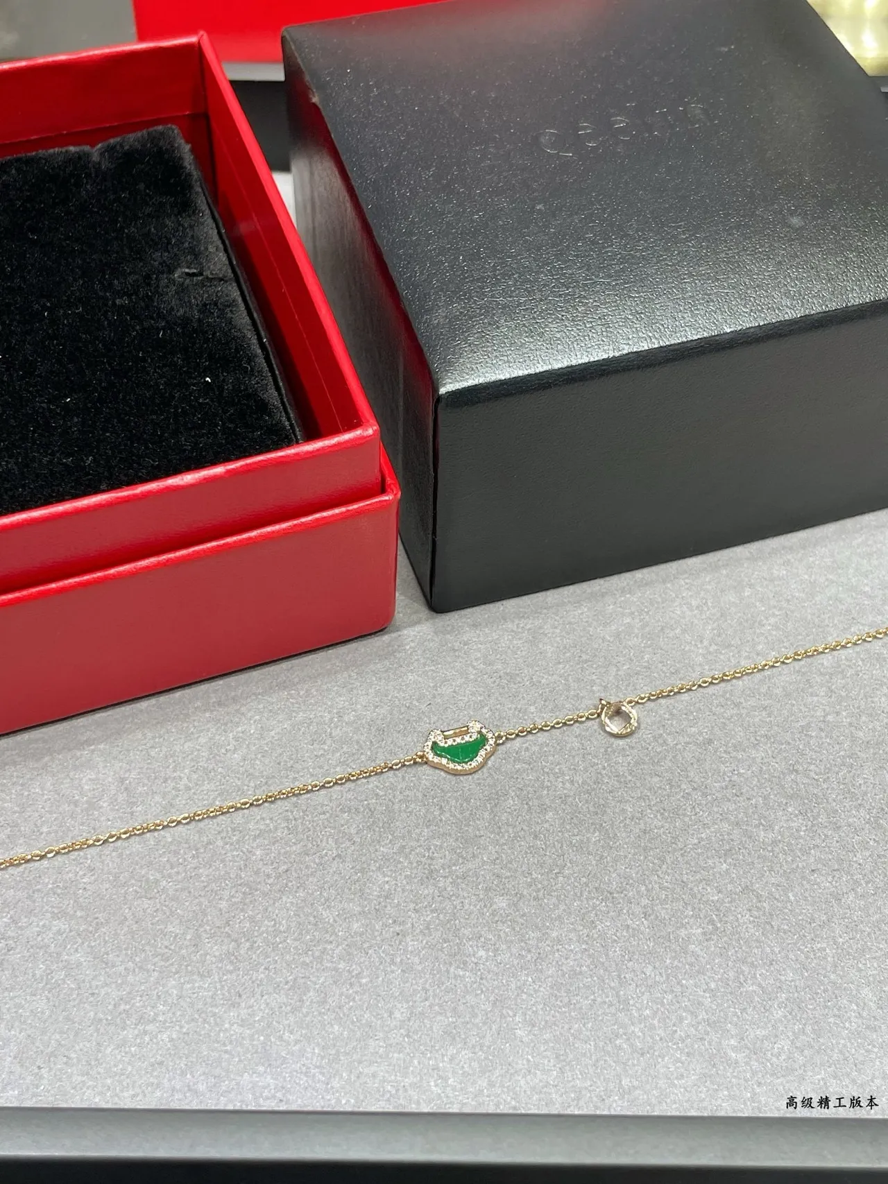Gold Green Chain Pavé Crystal Halo Bracelet 4