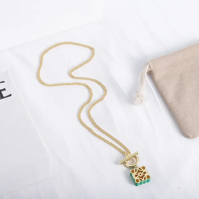 Gold Multicolor Curb Chain Toggle Clasp Necklace 6