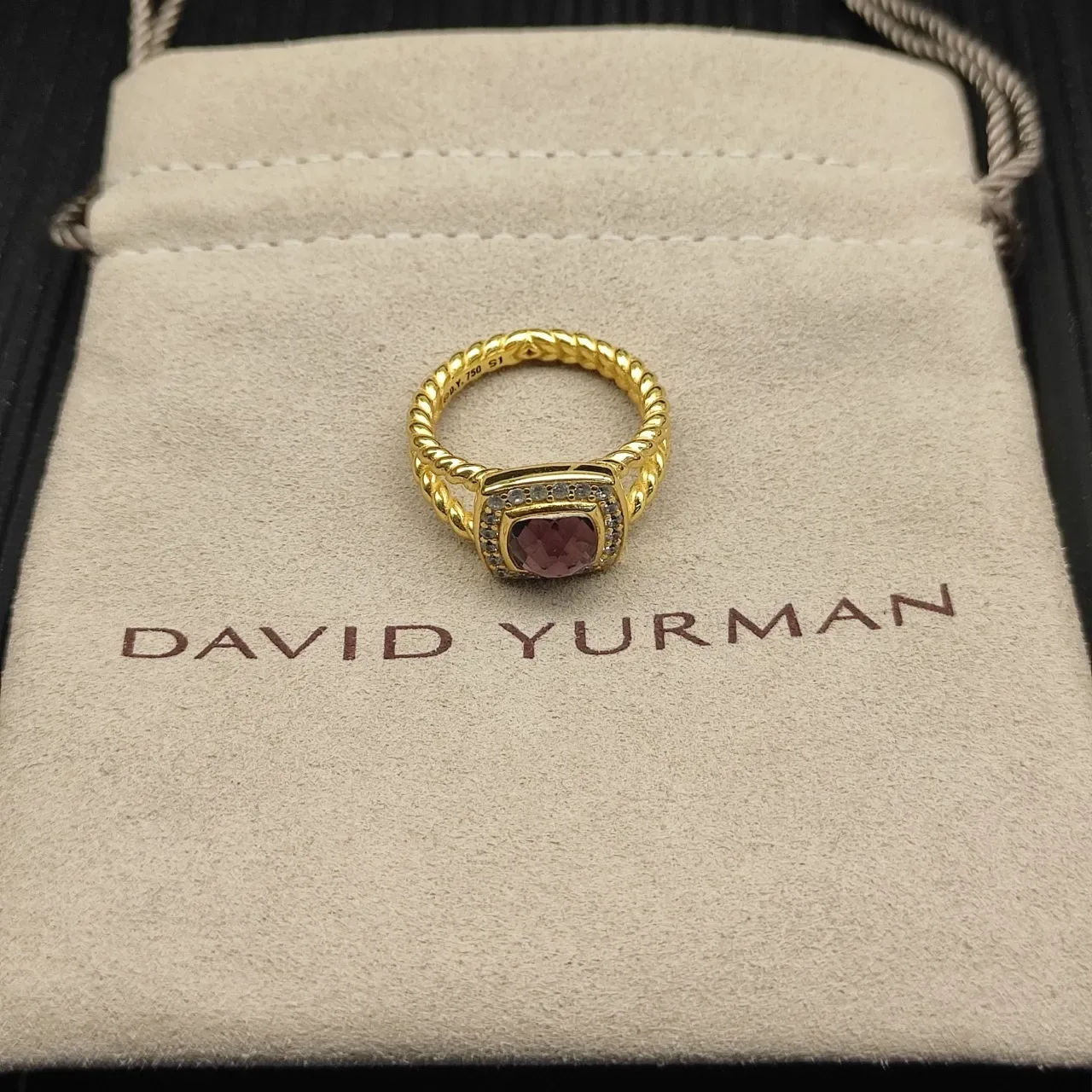 Gold Pink Cushion-Cut Central Stone Halo Setting Ring 5
