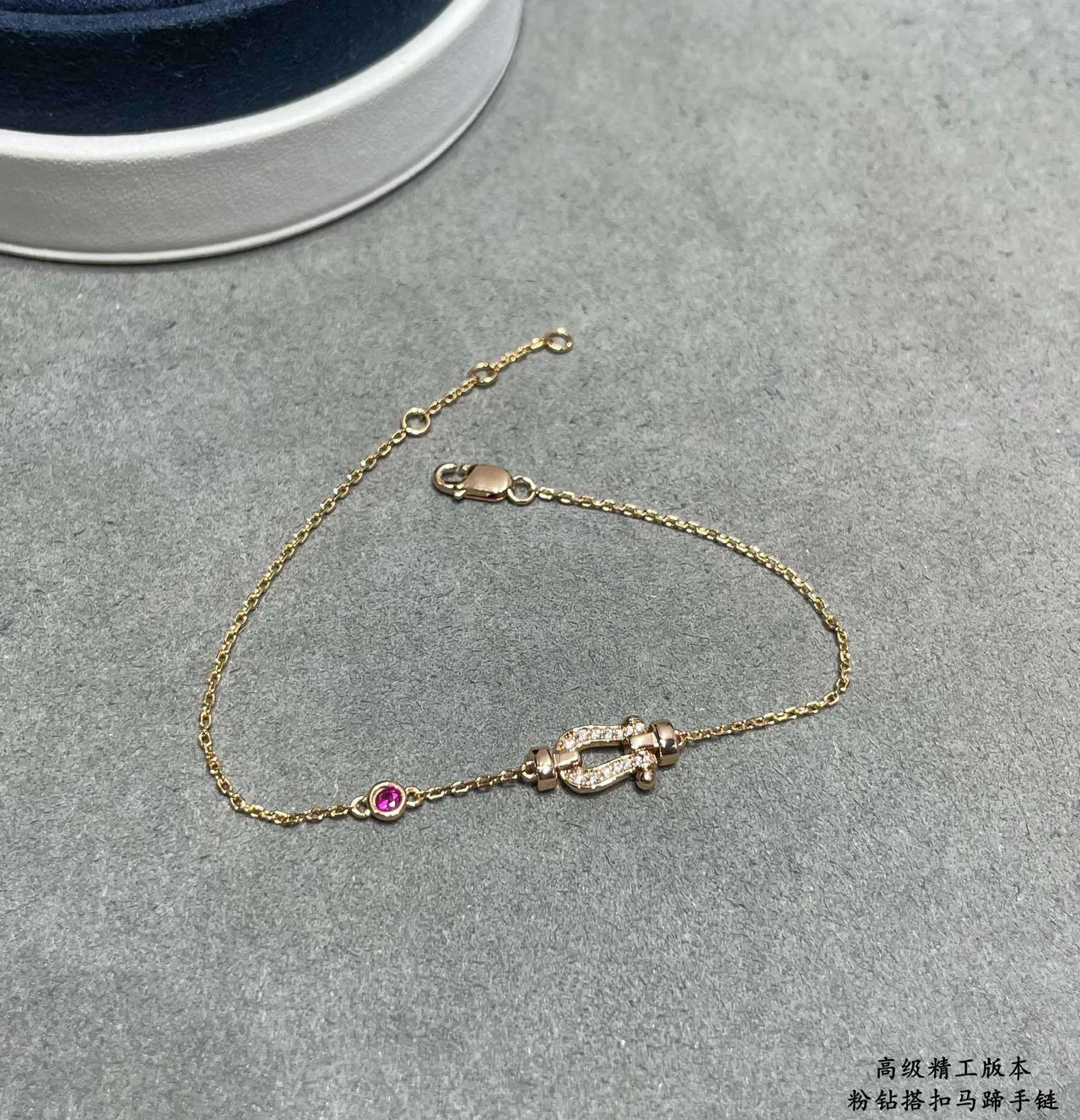 Gold Pink Delicate Chain Knot-Shaped Charm Bracelet 3