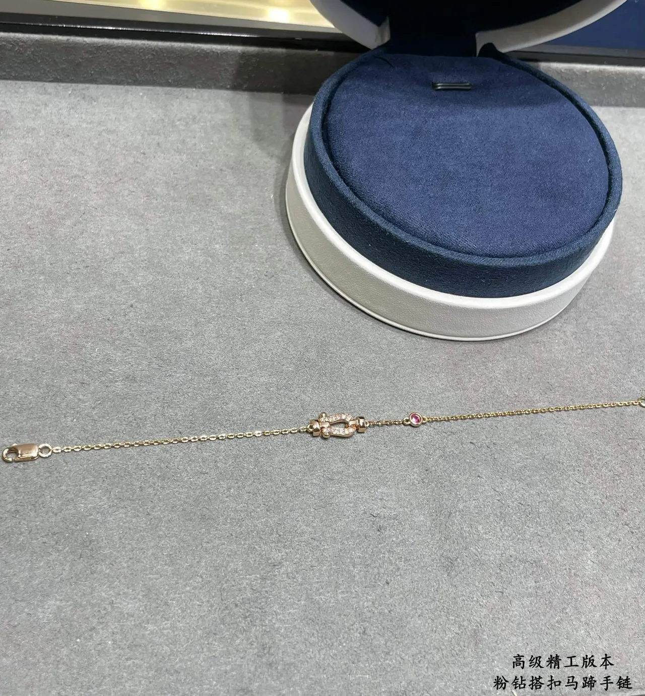 Gold Pink Delicate Chain Knot-Shaped Charm Bracelet 7
