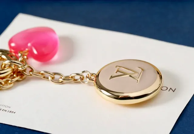 Gold Pink Polished Circular Pendant Necklace 3