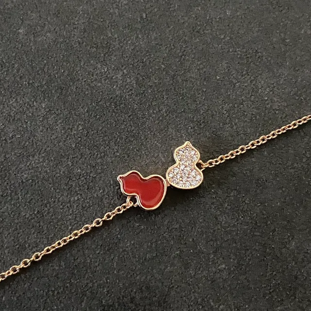 Gold Red Chain Enamel Heart Charm Bracelet 2