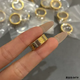 Gold Ribbed Band Screw-Head Motif Ring