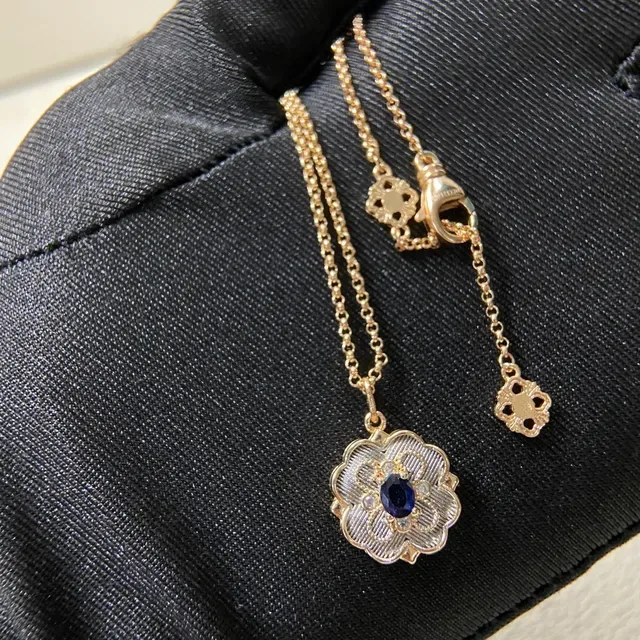 Gold Silver Floral Locket Textured Center Necklace 3