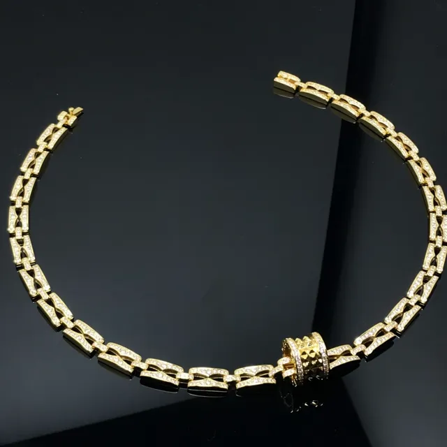Colar de ouro e prata com múltiplas correntes pavé-set 3
