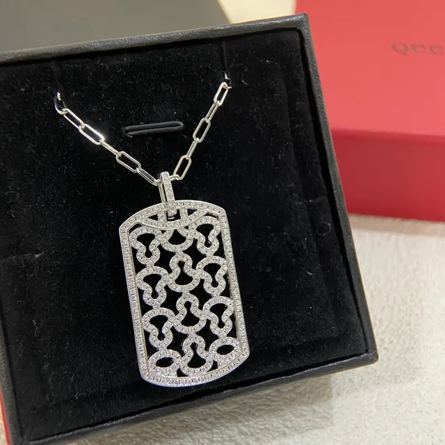 Gold Silver Pavé-Set Filigree Cutout Necklace 5