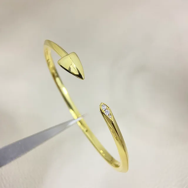 Gold Silver Pointed Arrowhead Terminals Open Cuff Construction Bracelet 4