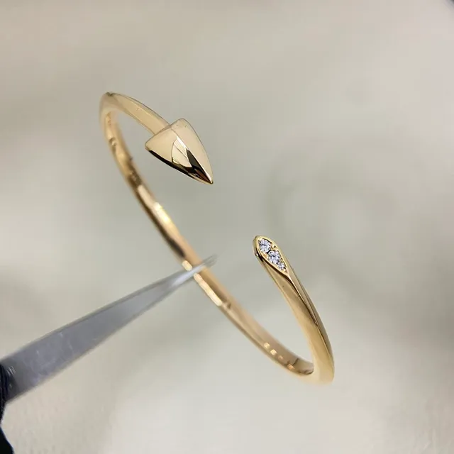 Gold Silver Pointed Arrowhead Terminals Open Cuff Construction Bracelet 6