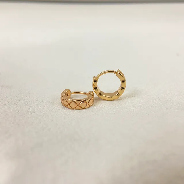 Gold Silver Quilted Texture Hinged Hoop Earrings 5