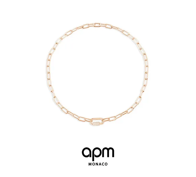 Gold Silver Rectangular Link Chain Pavé-Stone Accent Necklace 3