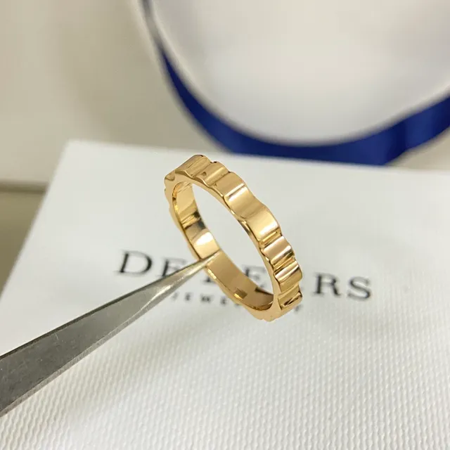 Gold Silver Ridged Band Segmented Construction Ring 4