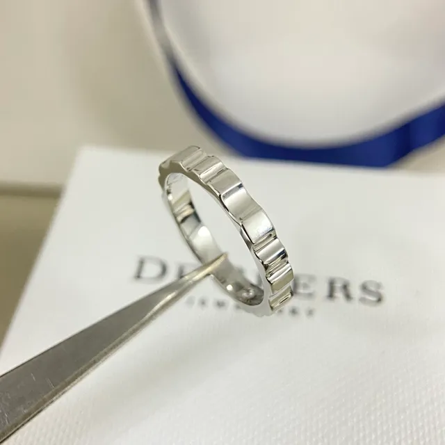 Gold Silver Ridged Band Segmented Construction Ring 6