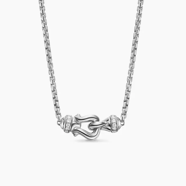 Gold Silver Twisted Rope Chain Clasp-Shaped Pendant Necklace 5