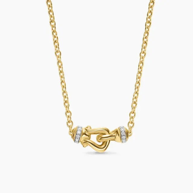 Gold Silver Twisted Rope Chain Clasp-Shaped Pendant Necklace 7