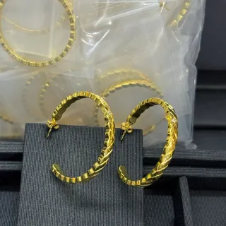 Gold Textured Geometric Hoop Earrings
