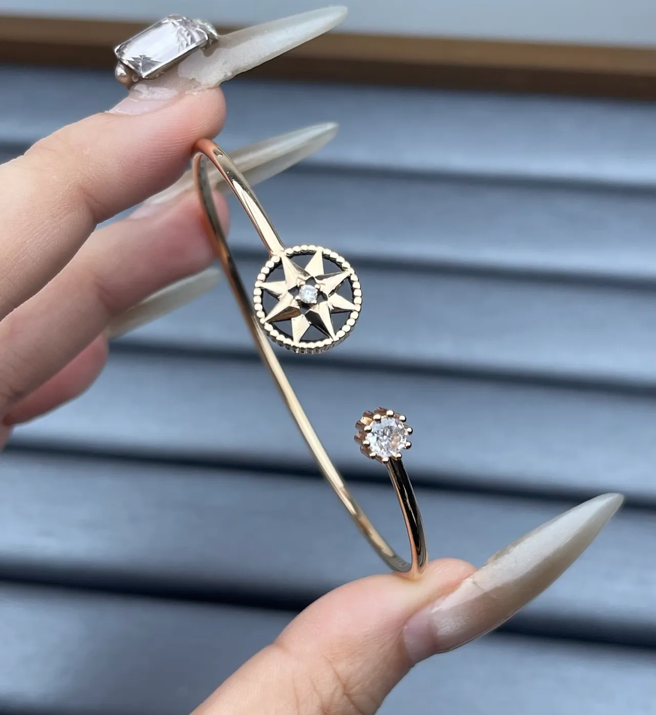 Gold-Tone Compass Rose and Solitaire Crystal Open-Cuff Bracelets 5