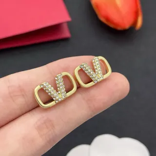 Gold-Tone Crystal V-Shaped Geometric Stud Earrings
