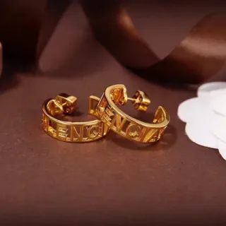Gold-Tone Cut-Out Lettering Hoop Earrings