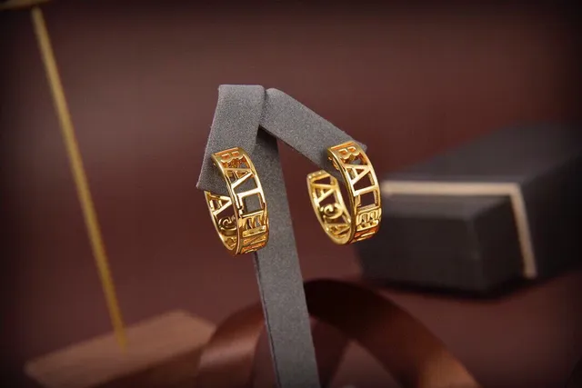 Gold-Tone Cut-Out Lettering Hoop Earrings 2