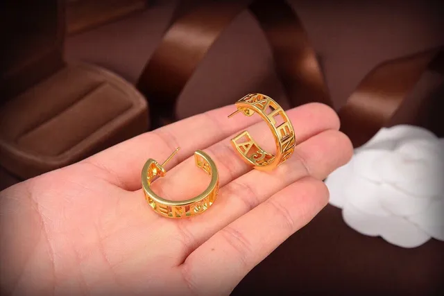 Gold-Tone Cut-Out Lettering Hoop Earrings 3