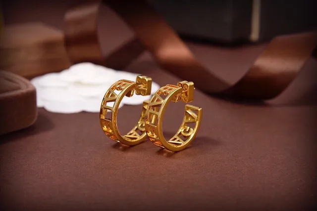 Gold-Tone Cut-Out Lettering Hoop Earrings 5