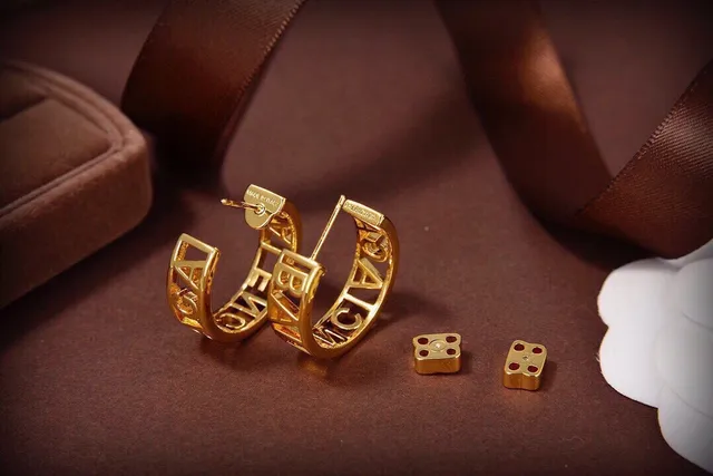 Gold-Tone Cut-Out Lettering Hoop Earrings 6