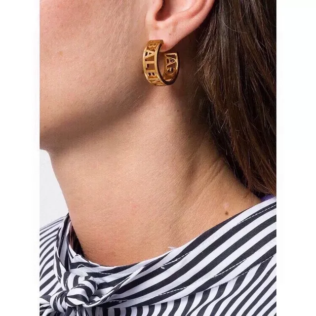Gold-Tone Cut-Out Lettering Hoop Earrings 7