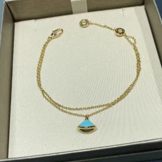 Pulsera de colgante de abanico de cadena doble en tono dorado