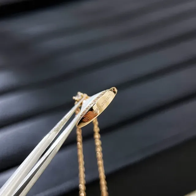 Gold-Tone Fan-Shaped Mother-of-Pearl and Pavé Crystal Pendant Necklace 5