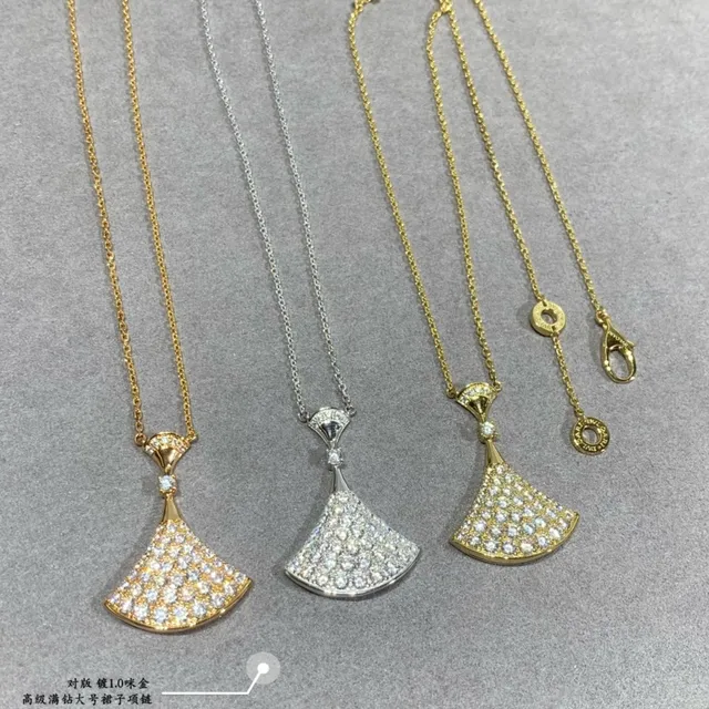 Gold-Tone Fan-Shaped Pavé Pendant Necklace 2