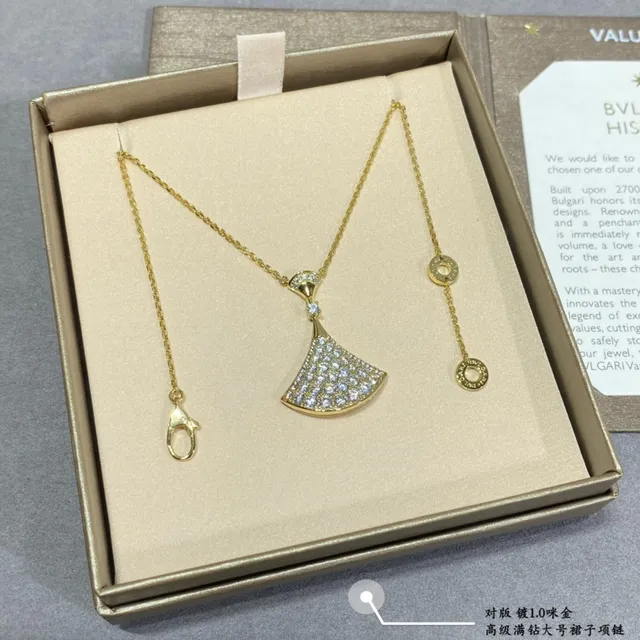 Gold-Tone Fan-Shaped Pavé Pendant Necklace 6