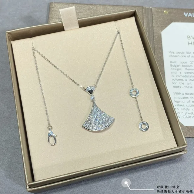 Gold-Tone Fan-Shaped Pavé Pendant Necklace 7