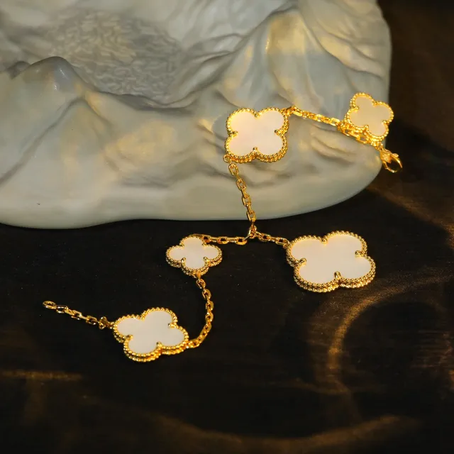 Gold-Tone Five Clover Charm Bracelet 6