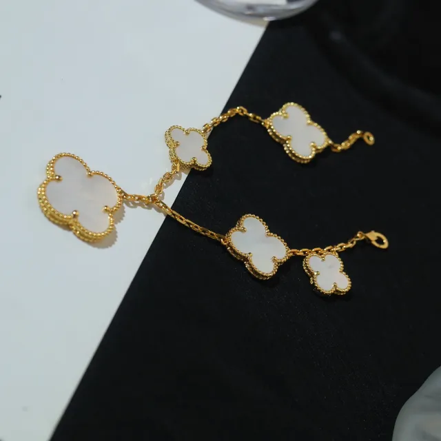 Gold-Tone Five Clover Charm Bracelet 8