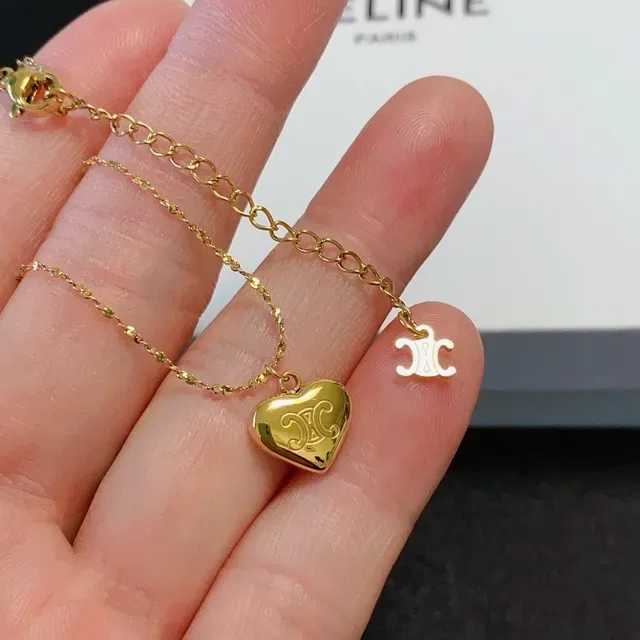 Gold-Tone Heart Pendant Fine Chain Necklace 3