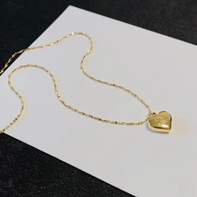 Gold-Tone Heart Pendant Fine Chain Necklace 7