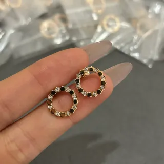Gold-Tone Hexagonal Pavé Black Mini Hoop Earrings