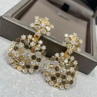 Gold-Tone Honeycomb Pavé Crystal Earrings