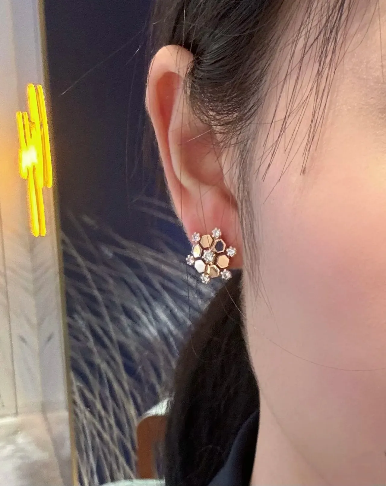 Gold-Tone Honeycomb Pavé Crystal Earrings 8