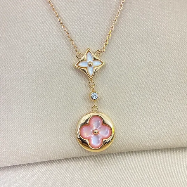金色层叠花卉珐琅坠子项链 6
