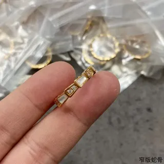 Gold-Tone Mother-of-Pearl and Pave Stone Geometric Ring