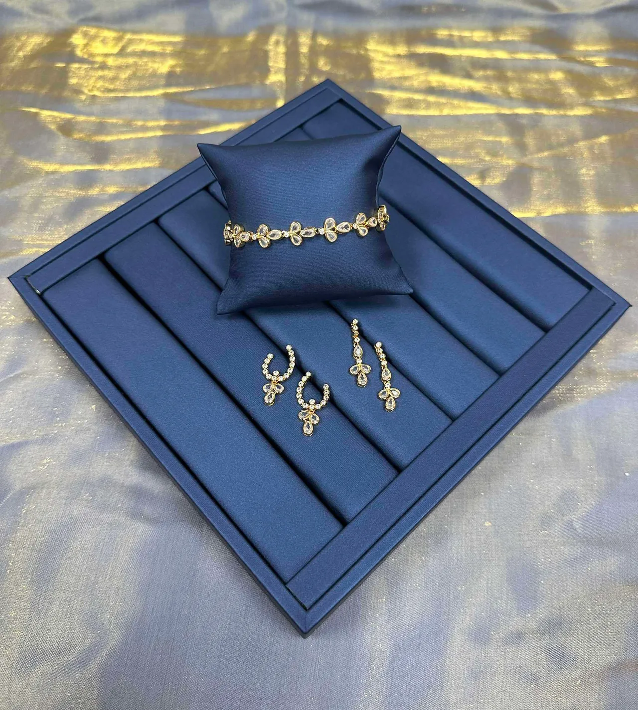 Gold-Tone Multi-Stone Chandelier Drop Earrings 2