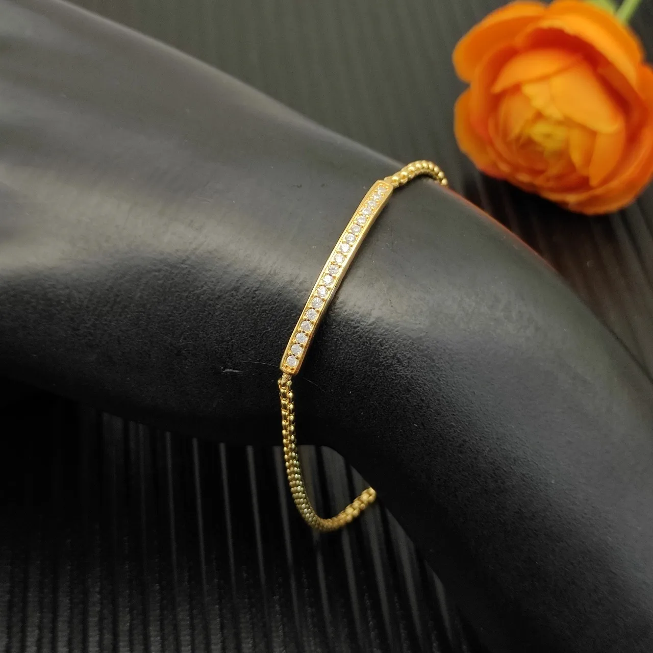 Gold-Tone Pavé Bar Chain Bracelet 5