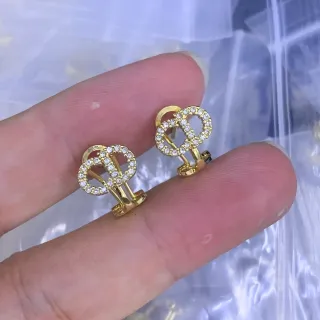 Gold-Tone Pavé Crystal Interlocking Loop Clip-On Earrings