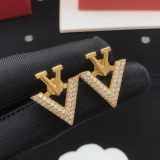 Gold-Tone Pavé Crystal V-Shaped Stud Earrings