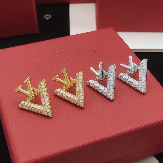 Gold-Tone Pavé Crystal V-Shaped Stud Earrings 7
