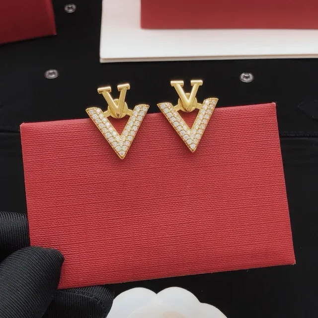 Gold-Tone Pavé Crystal V-Shaped Stud Earrings 8